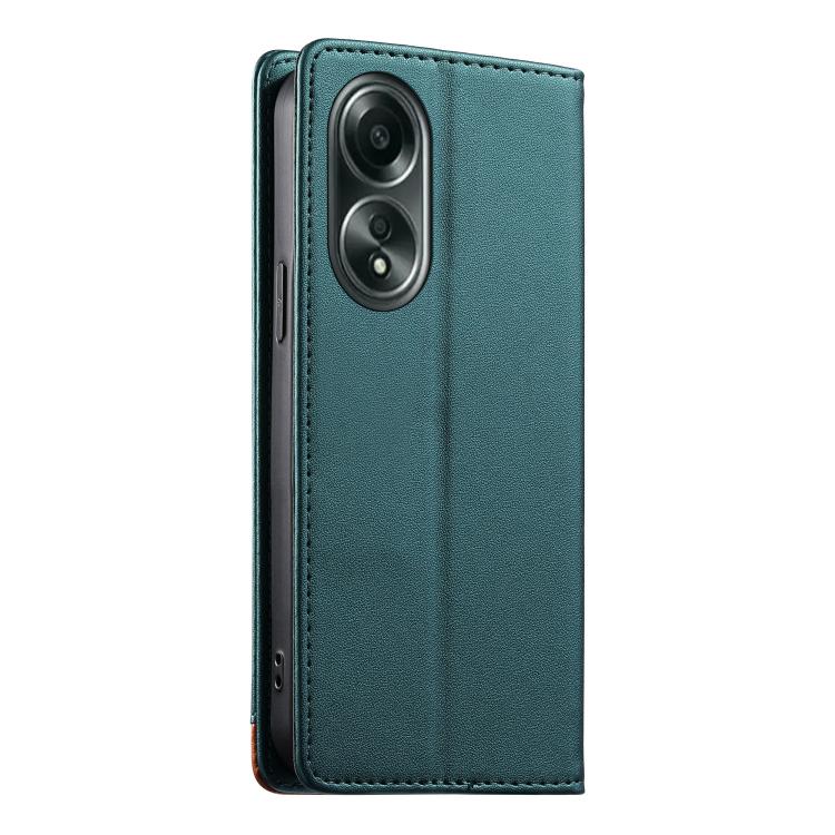 For OPPO A58 4G Dierfeng Splicing Strong Magnetic RFID Vegan Leather Phone Case