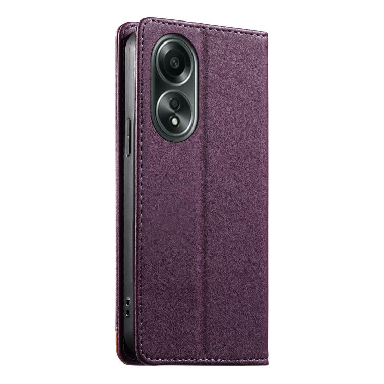 For OPPO A58 4G Dierfeng Splicing Strong Magnetic RFID Vegan Leather Phone Case