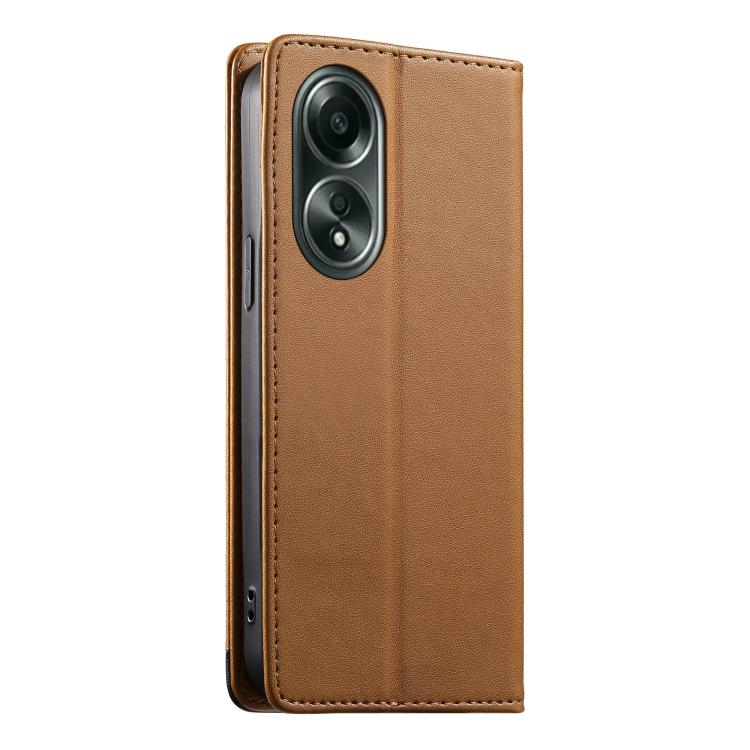 For OPPO A58 4G Dierfeng Splicing Strong Magnetic RFID Vegan Leather Phone Case
