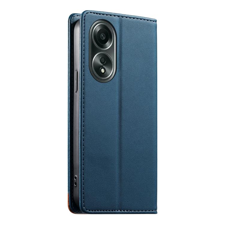 For OPPO A58 4G Dierfeng Splicing Strong Magnetic RFID Vegan Leather Phone Case