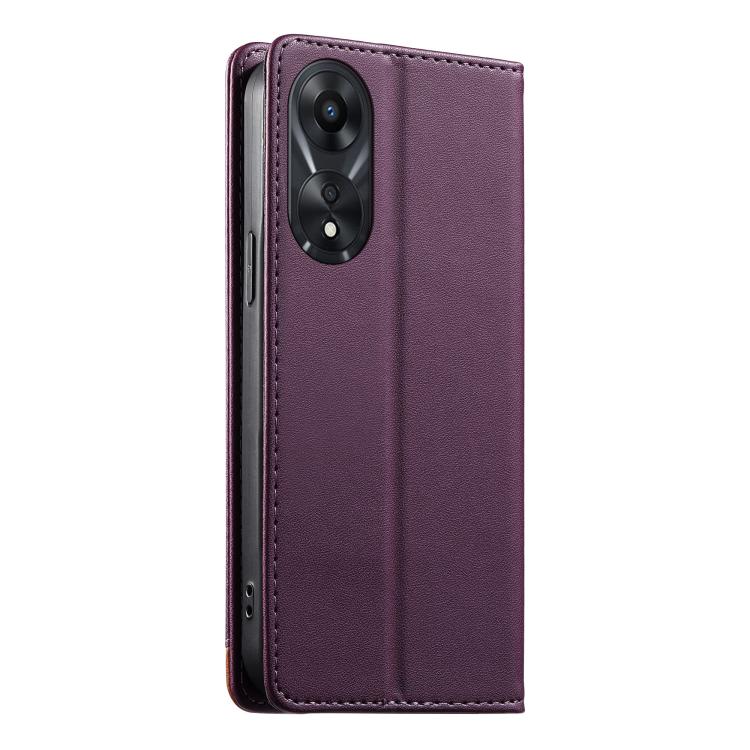 For OPPO A78 5G / A58x / A1x 5G Dierfeng Splicing Strong Magnetic RFID Vegan Leather Phone Case