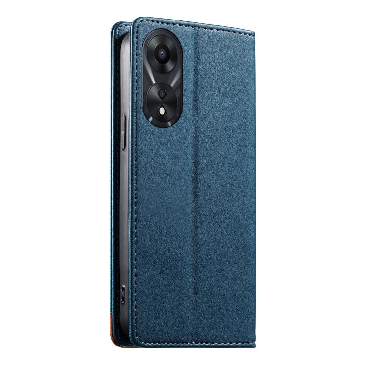 For OPPO A78 5G / A58x / A1x 5G Dierfeng Splicing Strong Magnetic RFID Vegan Leather Phone Case