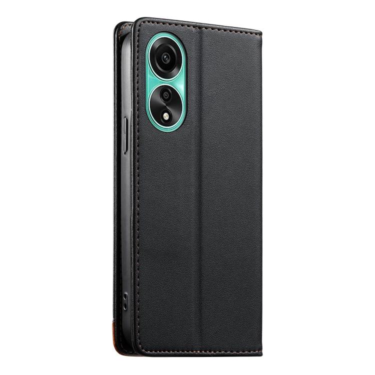 For OPPO A78 4G Dierfeng Splicing Strong Magnetic RFID Vegan Leather Phone Case