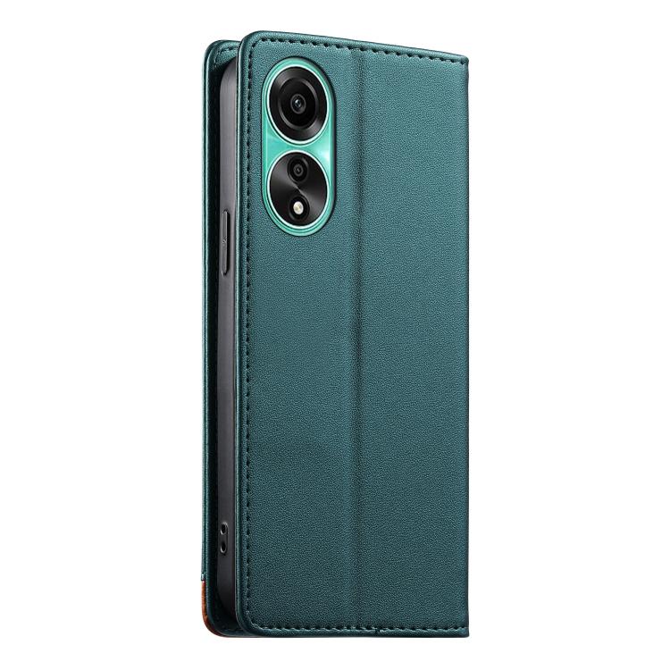For OPPO A78 4G Dierfeng Splicing Strong Magnetic RFID Vegan Leather Phone Case