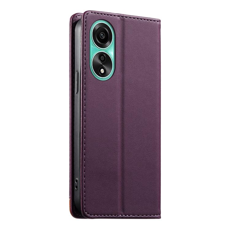 For OPPO A78 4G Dierfeng Splicing Strong Magnetic RFID Vegan Leather Phone Case