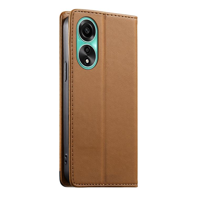For OPPO A78 4G Dierfeng Splicing Strong Magnetic RFID Vegan Leather Phone Case