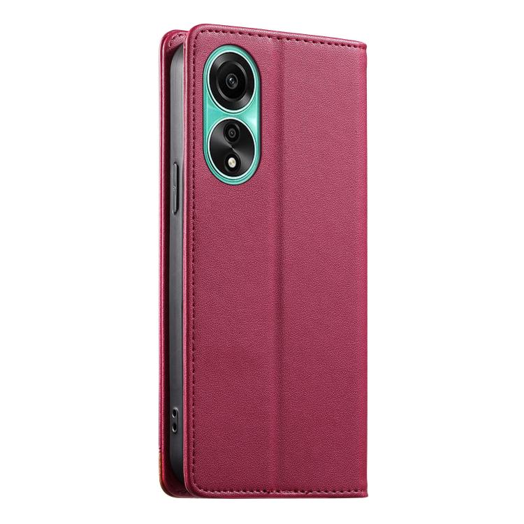 For OPPO A78 4G Dierfeng Splicing Strong Magnetic RFID Vegan Leather Phone Case
