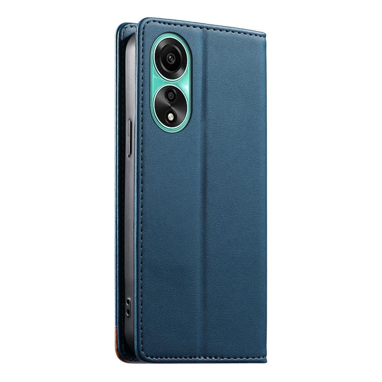 For OPPO A78 4G Dierfeng Splicing Strong Magnetic RFID Vegan Leather Phone Case
