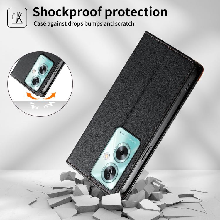 For OPPO A79 5G / A2x Dierfeng Splicing Strong Magnetic RFID Vegan Leather Phone Case