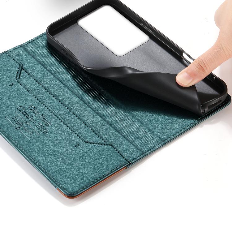 For OPPO A79 5G / A2x Dierfeng Splicing Strong Magnetic RFID Vegan Leather Phone Case