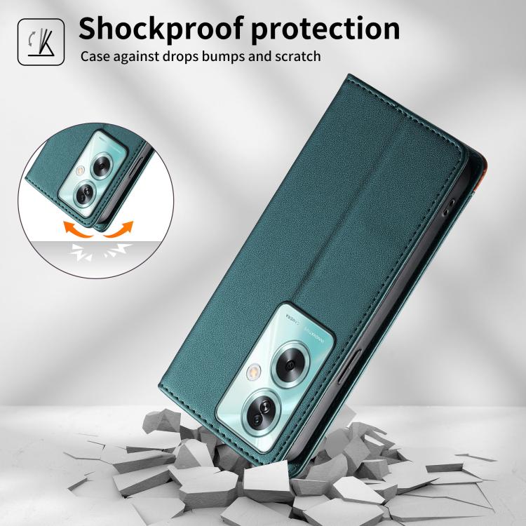 For OPPO A79 5G / A2x Dierfeng Splicing Strong Magnetic RFID Vegan Leather Phone Case