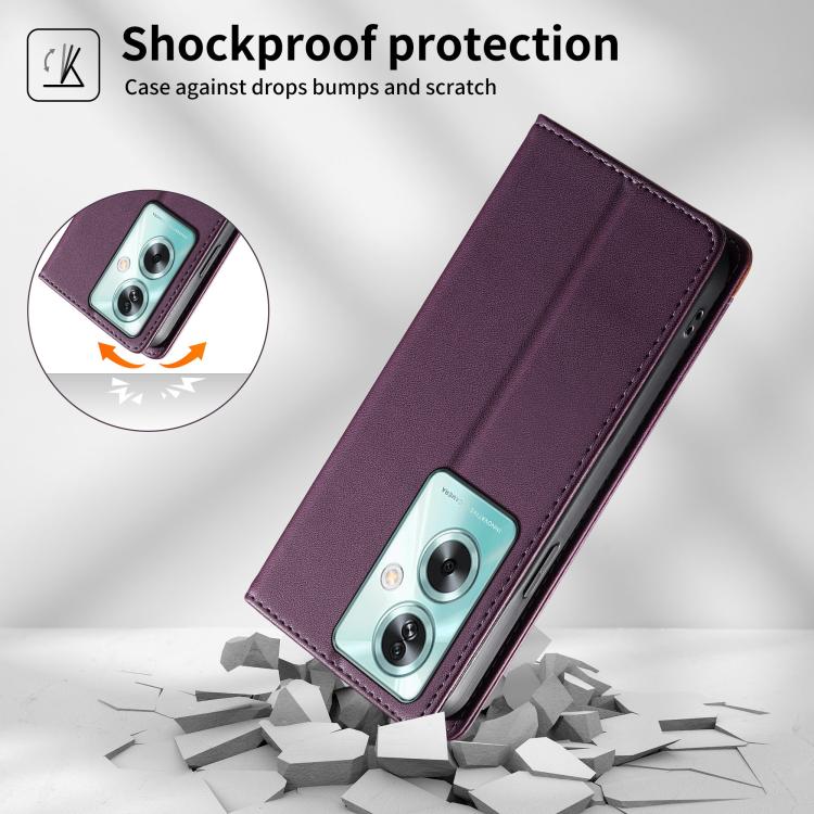For OPPO A79 5G / A2x Dierfeng Splicing Strong Magnetic RFID Vegan Leather Phone Case