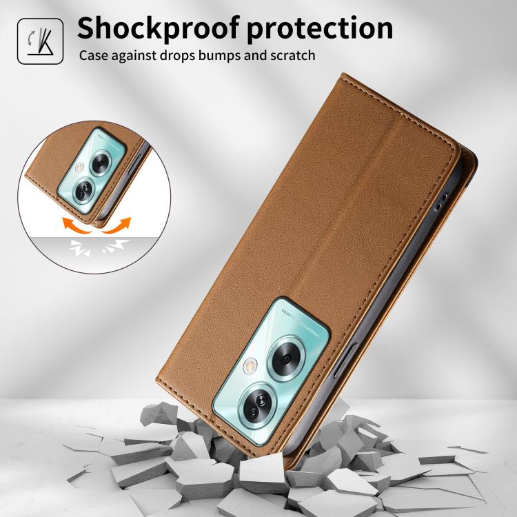 For OPPO A79 5G / A2x Dierfeng Splicing Strong Magnetic RFID Vegan Leather Phone Case
