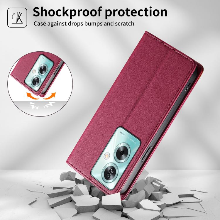 For OPPO A79 5G / A2x Dierfeng Splicing Strong Magnetic RFID Vegan Leather Phone Case