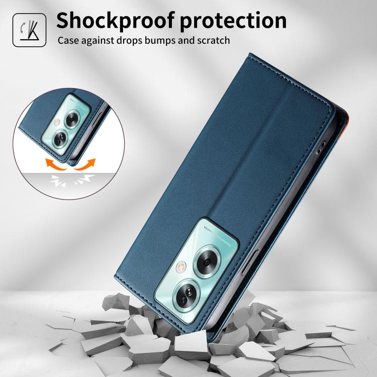 For OPPO A79 5G / A2x Dierfeng Splicing Strong Magnetic RFID Vegan Leather Phone Case