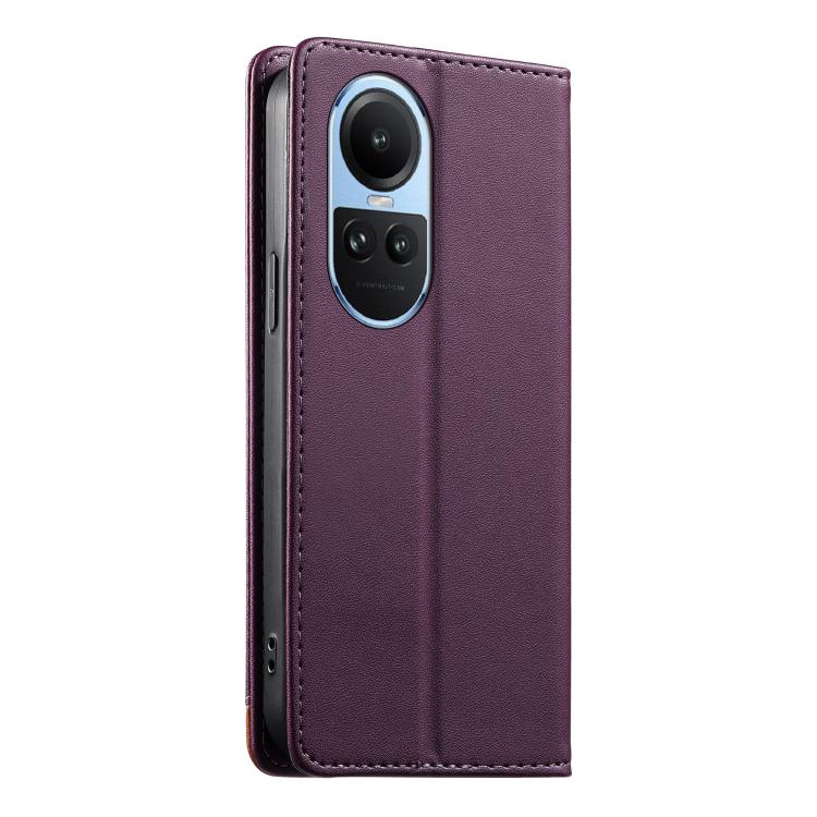 For OPPO Reno10 5G Global Dierfeng Splicing Strong Magnetic RFID Vegan Leather Phone Case