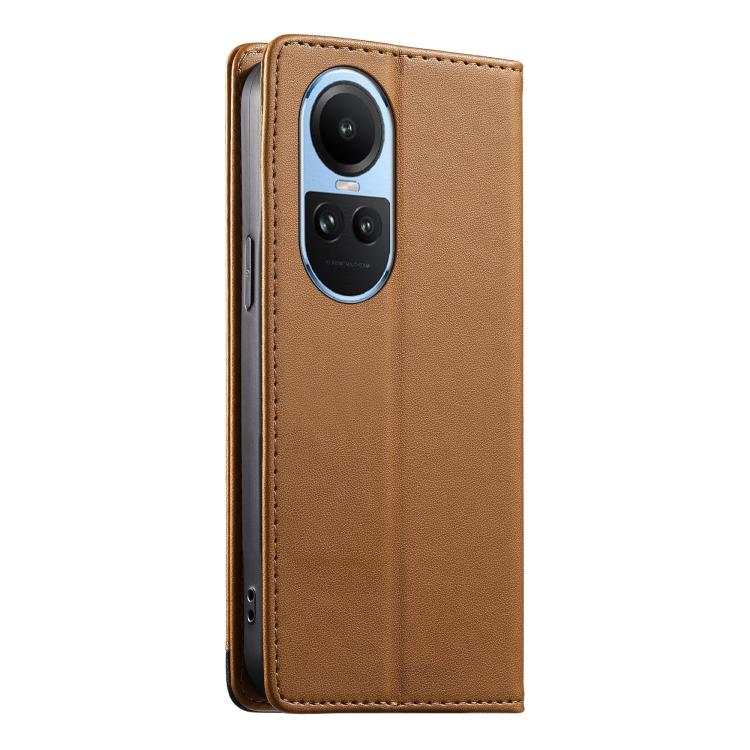 For OPPO Reno10 5G Global Dierfeng Splicing Strong Magnetic RFID Vegan Leather Phone Case