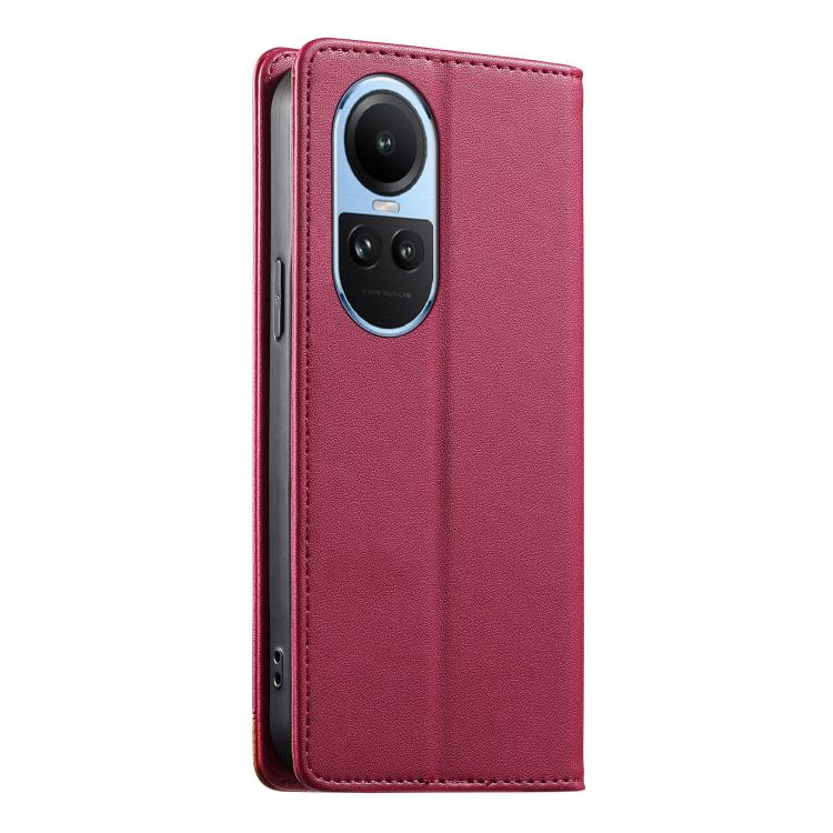 For OPPO Reno10 5G Global Dierfeng Splicing Strong Magnetic RFID Vegan Leather Phone Case