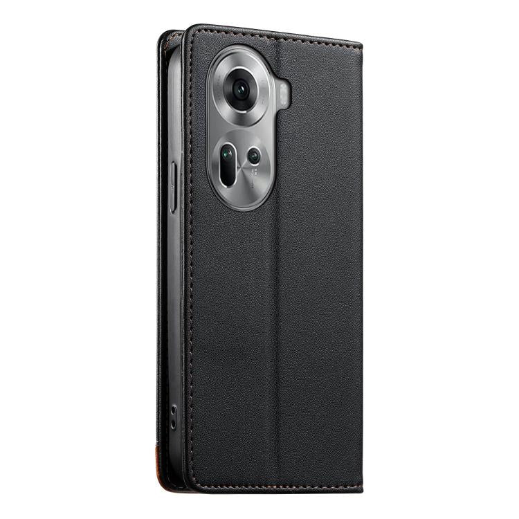 For OPPO Reno11 Global Dierfeng Splicing Strong Magnetic RFID Vegan Leather Phone Case