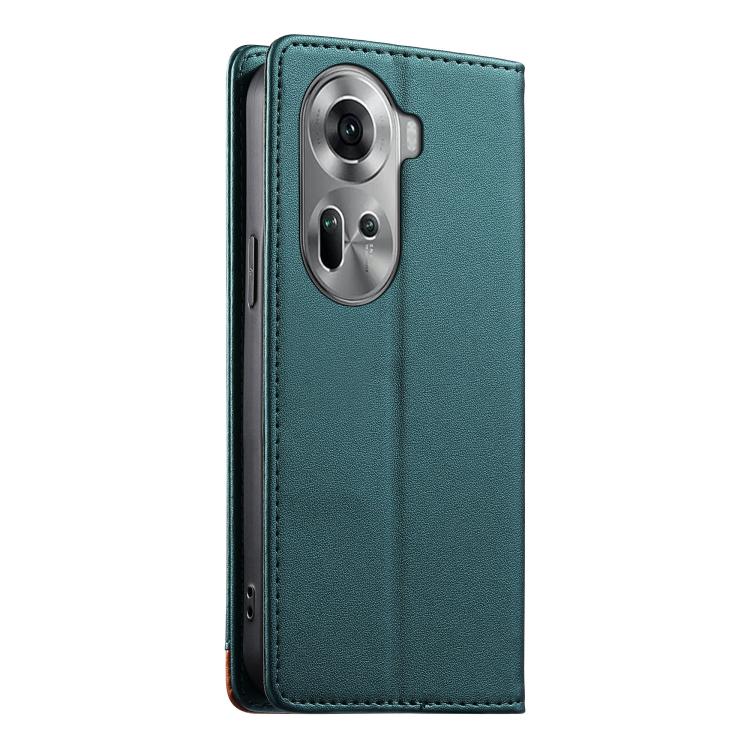 For OPPO Reno11 Global Dierfeng Splicing Strong Magnetic RFID Vegan Leather Phone Case