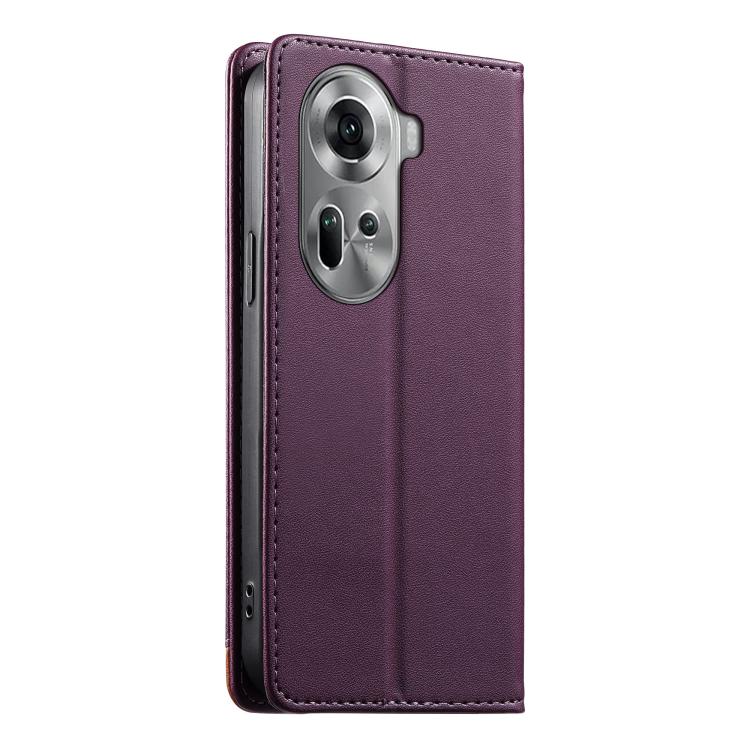 For OPPO Reno11 Global Dierfeng Splicing Strong Magnetic RFID Vegan Leather Phone Case