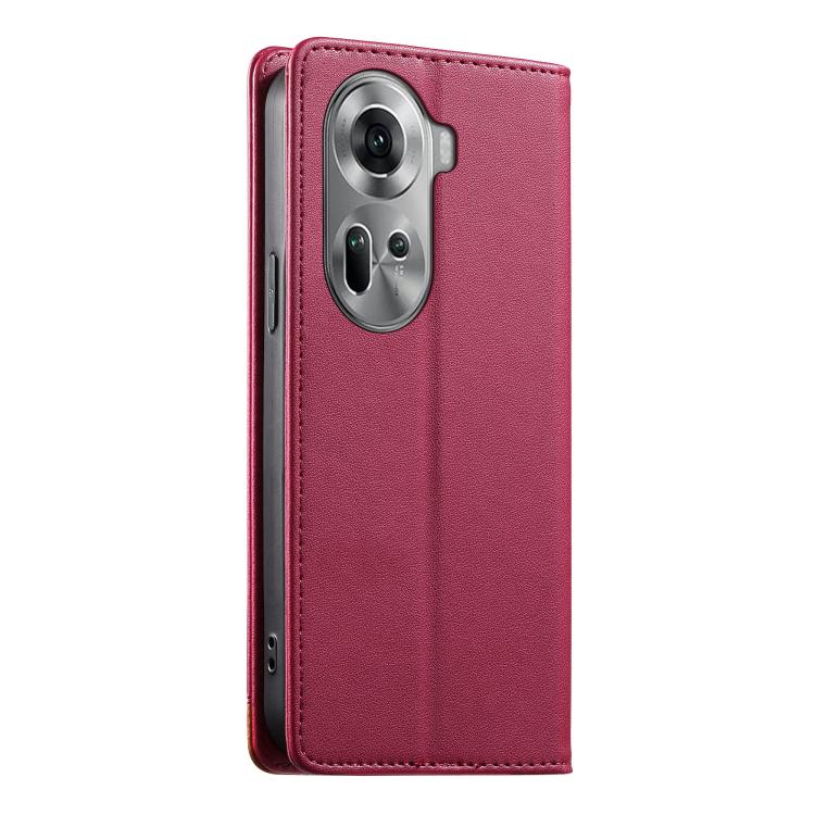 For OPPO Reno11 Global Dierfeng Splicing Strong Magnetic RFID Vegan Leather Phone Case