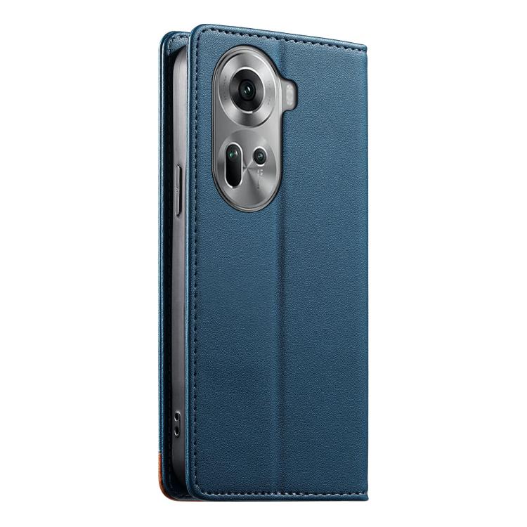 For OPPO Reno11 Global Dierfeng Splicing Strong Magnetic RFID Vegan Leather Phone Case