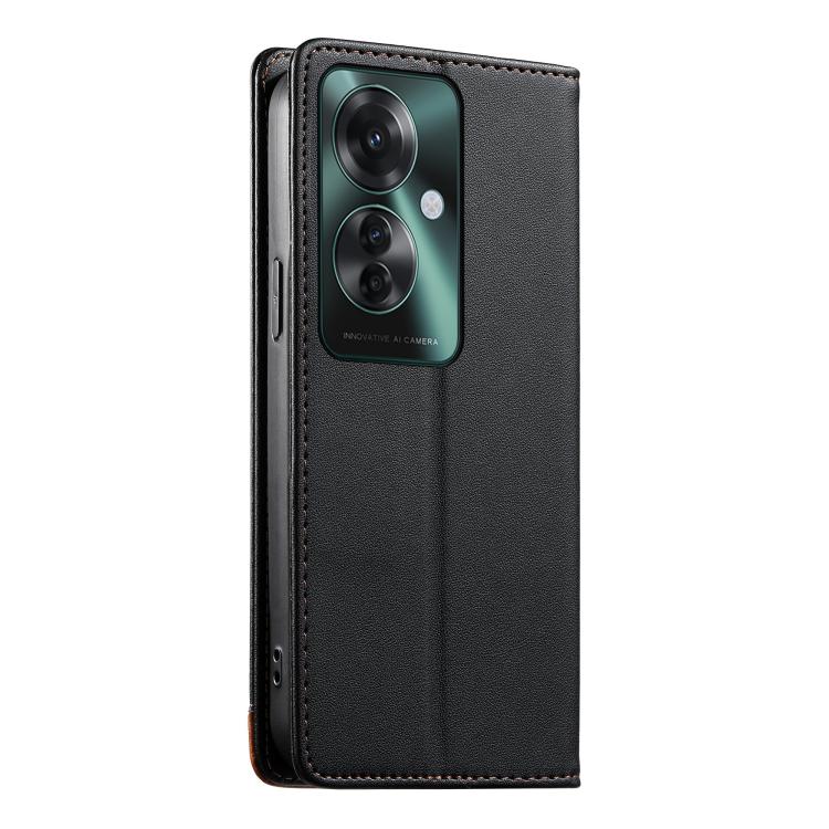 For OPPO Reno11 F Dierfeng Splicing Strong Magnetic RFID Vegan Leather Phone Case