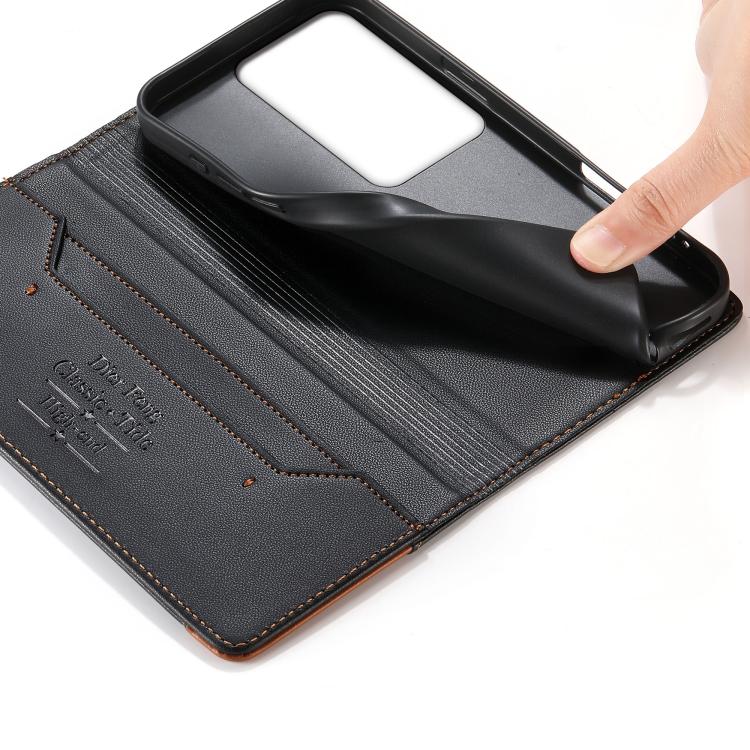 For OPPO Reno11 F Dierfeng Splicing Strong Magnetic RFID Vegan Leather Phone Case