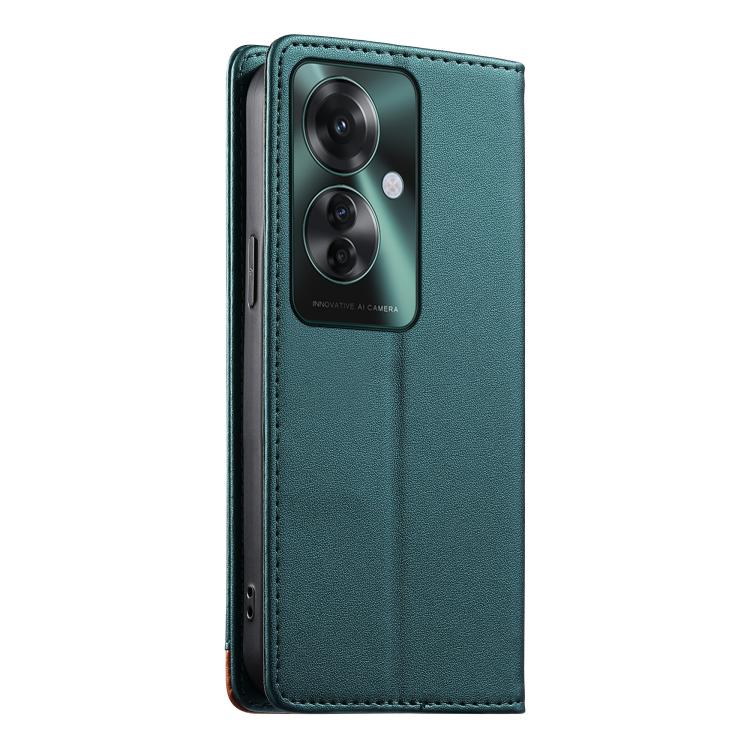 For OPPO Reno11 F Dierfeng Splicing Strong Magnetic RFID Vegan Leather Phone Case