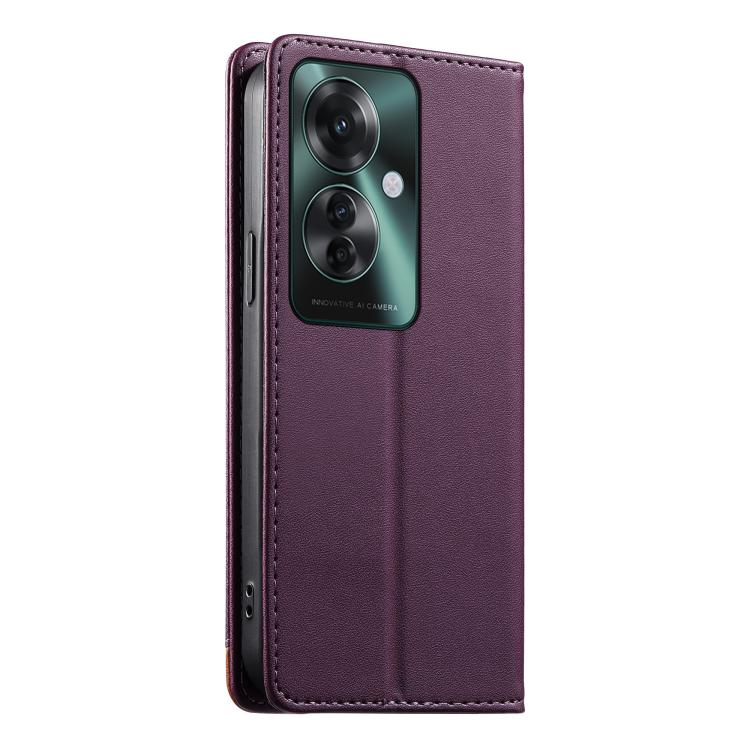 For OPPO Reno11 F Dierfeng Splicing Strong Magnetic RFID Vegan Leather Phone Case