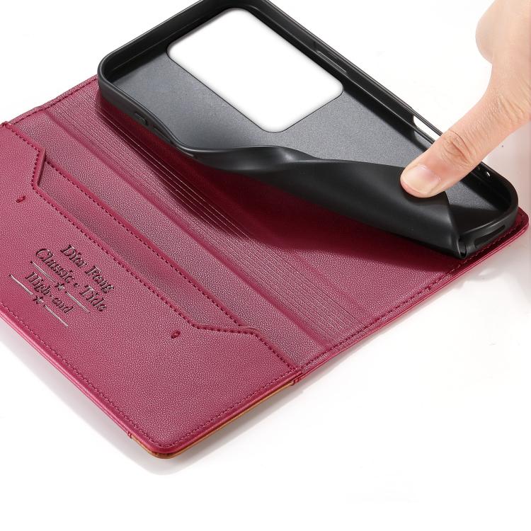 For OPPO Reno11 F Dierfeng Splicing Strong Magnetic RFID Vegan Leather Phone Case