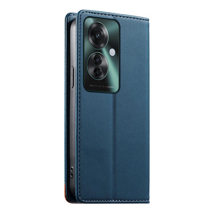 For OPPO Reno11 F Dierfeng Splicing Strong Magnetic RFID Vegan Leather Phone Case