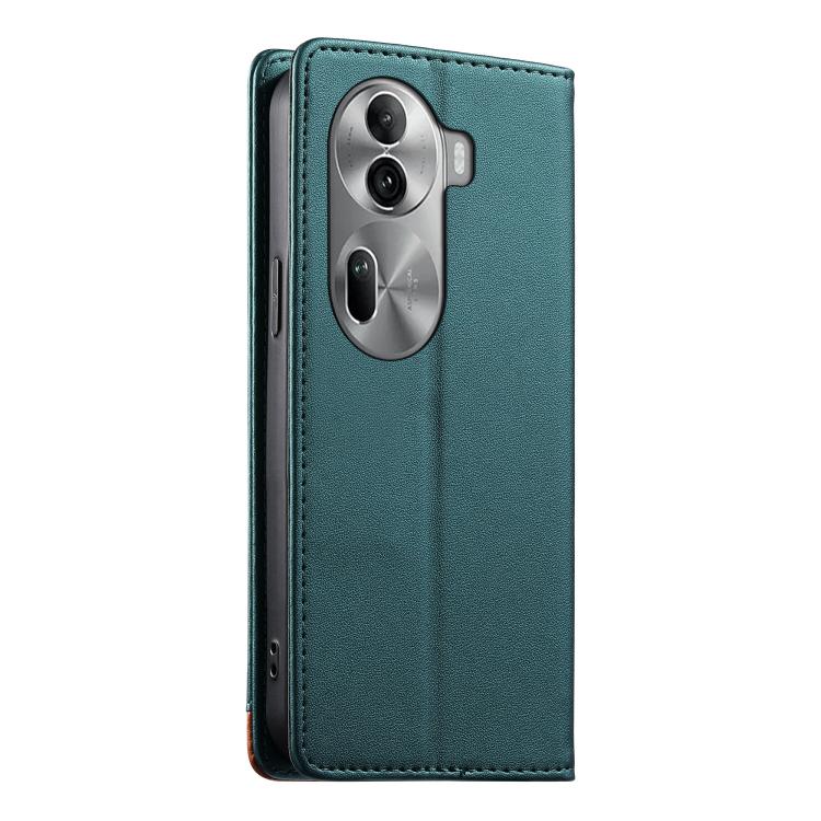 For OPPO Reno11 Pro Global Dierfeng Splicing Strong Magnetic RFID Vegan Leather Phone Case