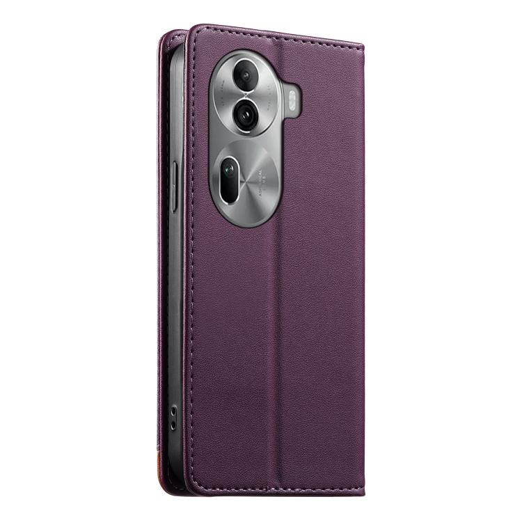 For OPPO Reno11 Pro Global Dierfeng Splicing Strong Magnetic RFID Vegan Leather Phone Case