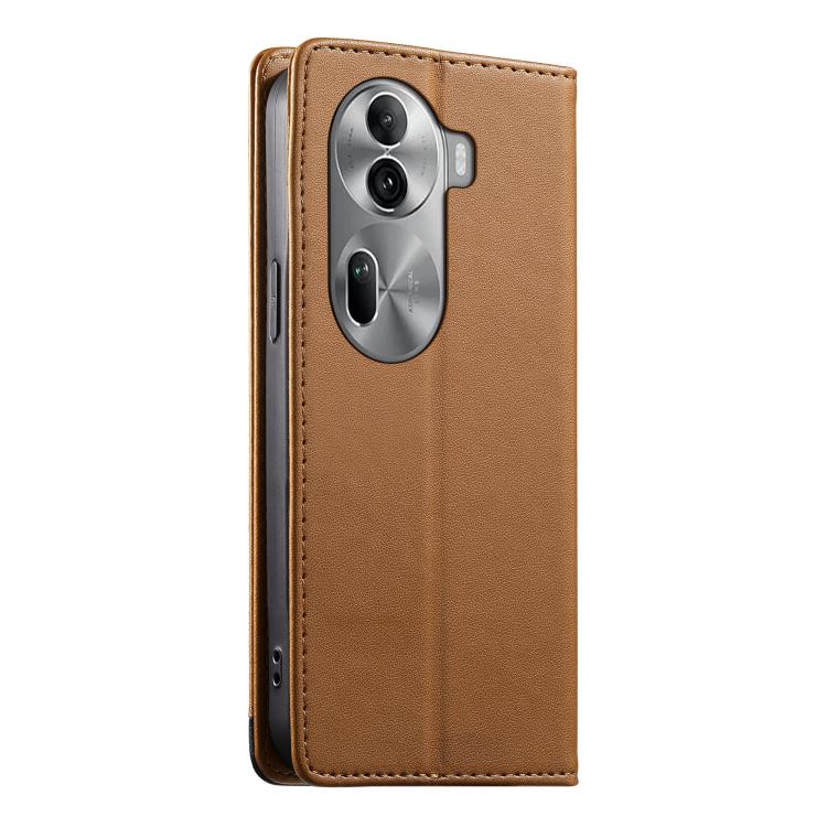 For OPPO Reno11 Pro Global Dierfeng Splicing Strong Magnetic RFID Vegan Leather Phone Case
