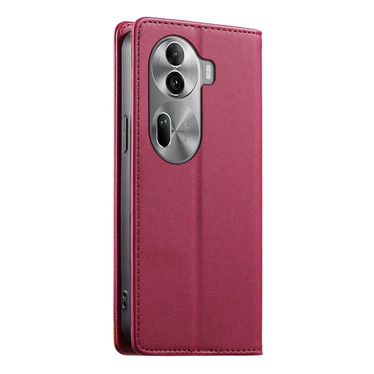 For OPPO Reno11 Pro Global Dierfeng Splicing Strong Magnetic RFID Vegan Leather Phone Case