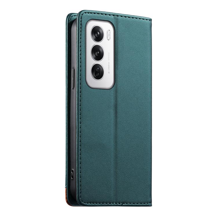 For OPPO Reno12 Global Dierfeng Splicing Strong Magnetic RFID Vegan Leather Phone Case