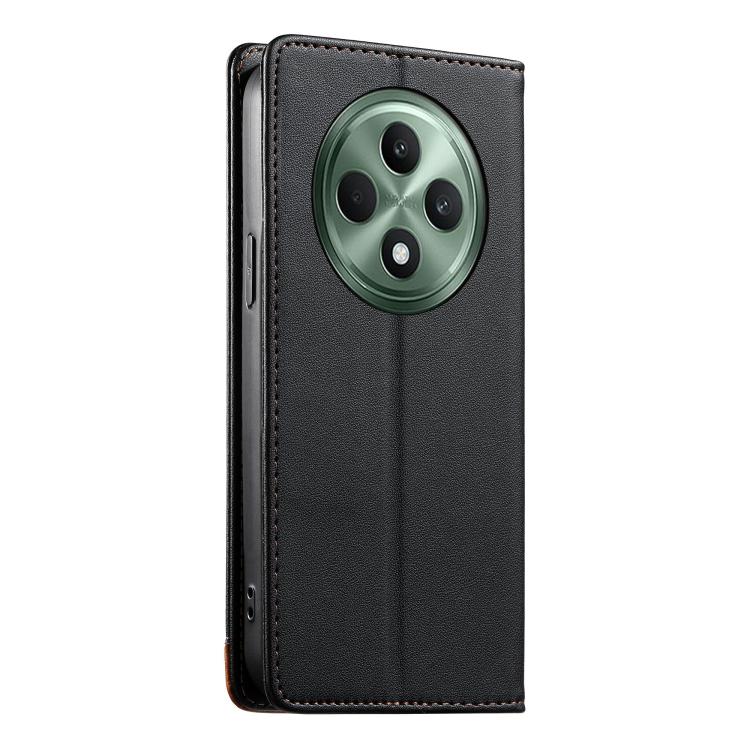 For OPPO Reno12 F 4G Dierfeng Splicing Strong Magnetic RFID Vegan Leather Phone Case