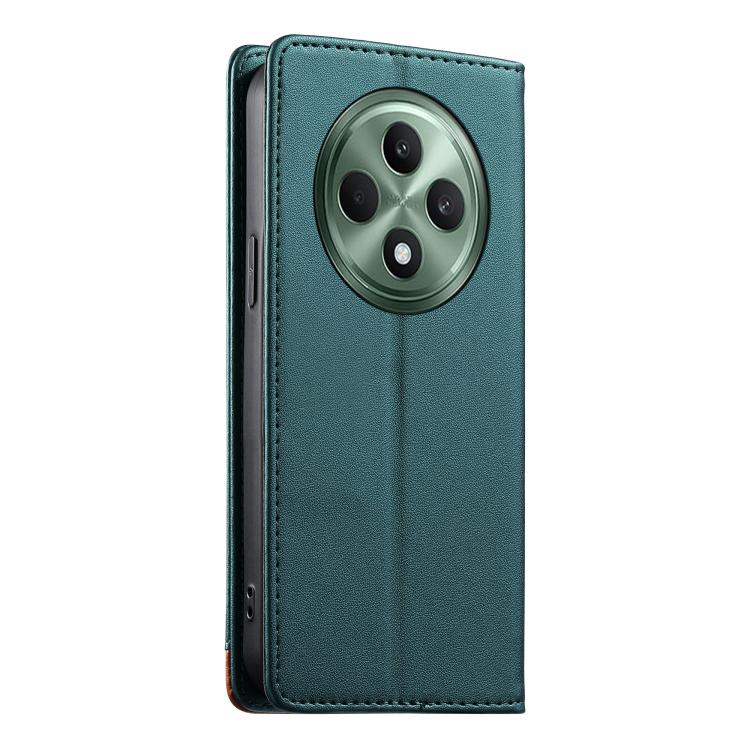 For OPPO Reno12 F 4G Dierfeng Splicing Strong Magnetic RFID Vegan Leather Phone Case