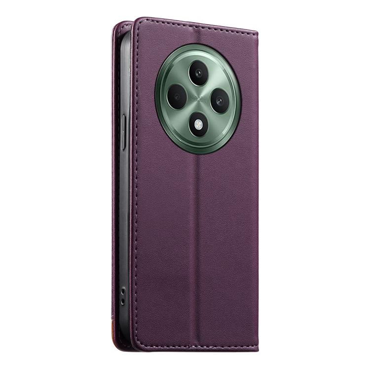 For OPPO Reno12 F 4G Dierfeng Splicing Strong Magnetic RFID Vegan Leather Phone Case
