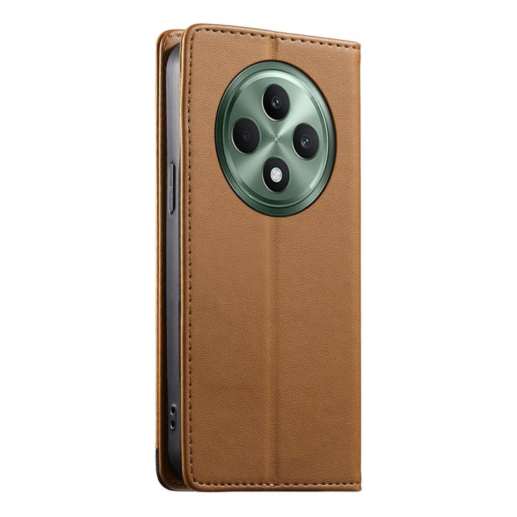 For OPPO Reno12 F 4G Dierfeng Splicing Strong Magnetic RFID Vegan Leather Phone Case