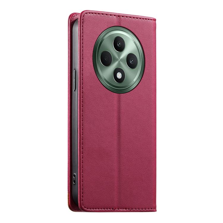 For OPPO Reno12 F 4G Dierfeng Splicing Strong Magnetic RFID Vegan Leather Phone Case