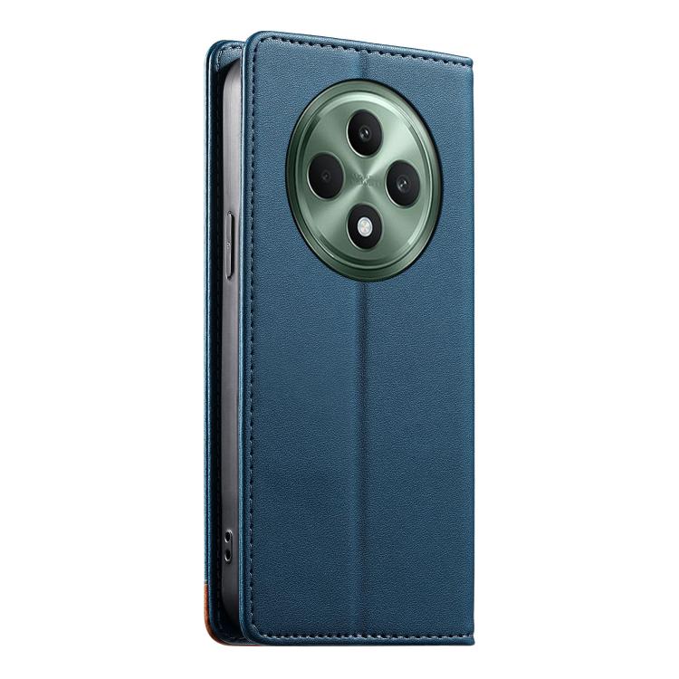 For OPPO Reno12 F 4G Dierfeng Splicing Strong Magnetic RFID Vegan Leather Phone Case