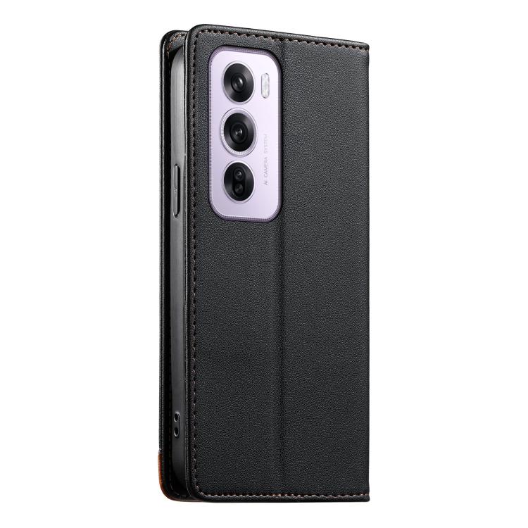 For OPPO Reno12 Pro Global Dierfeng Splicing Strong Magnetic RFID Vegan Leather Phone Case