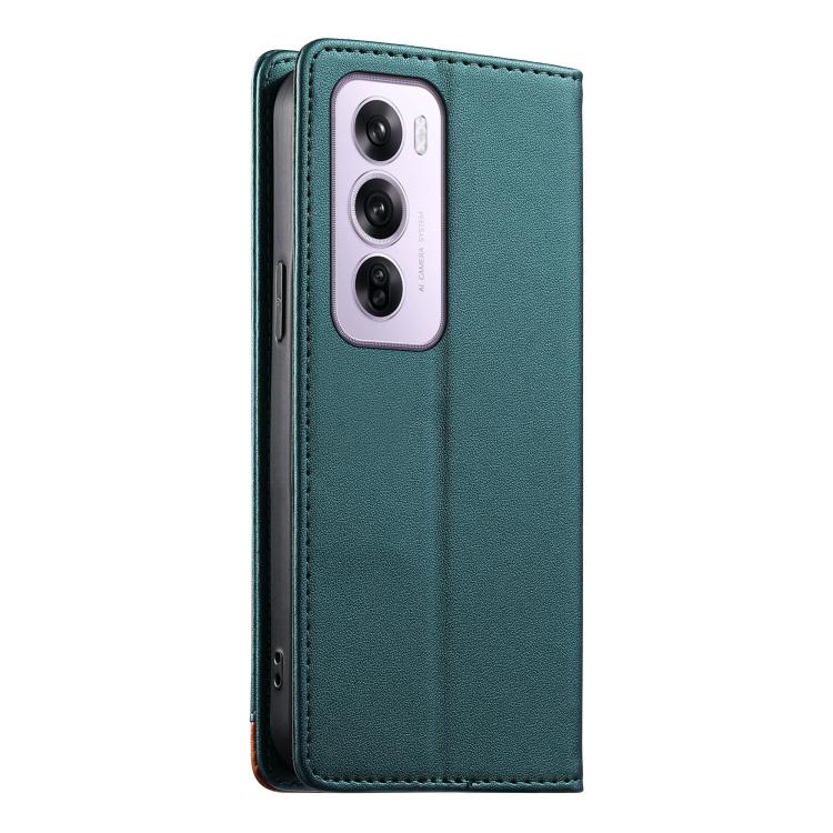 For OPPO Reno12 Pro Global Dierfeng Splicing Strong Magnetic RFID Vegan Leather Phone Case