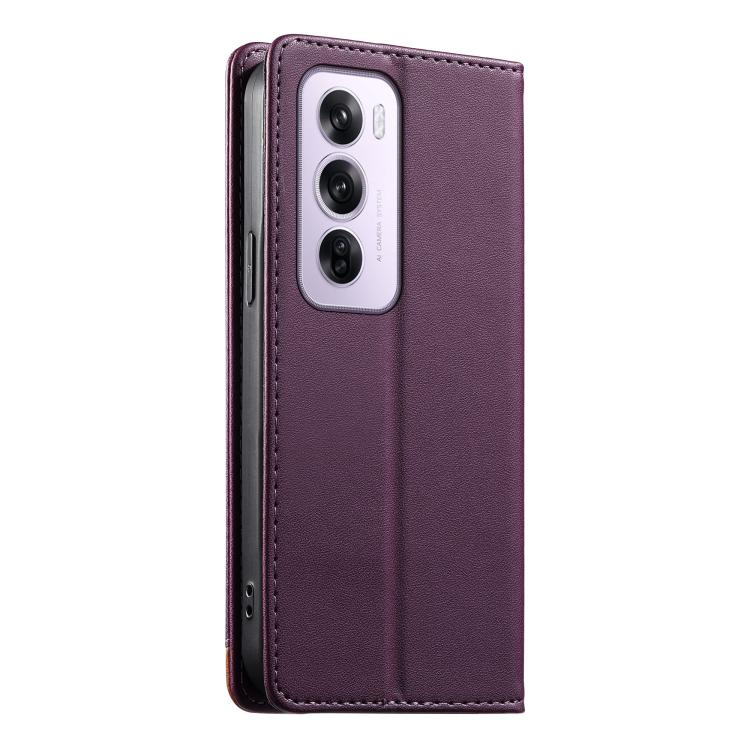 For OPPO Reno12 Pro Global Dierfeng Splicing Strong Magnetic RFID Vegan Leather Phone Case