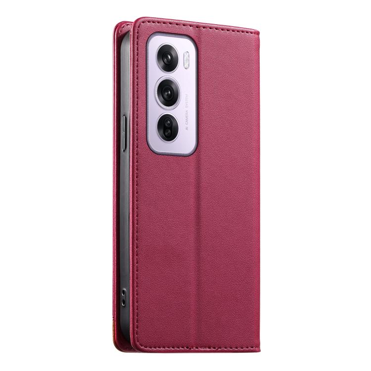 For OPPO Reno12 Pro Global Dierfeng Splicing Strong Magnetic RFID Vegan Leather Phone Case