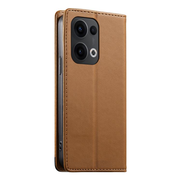 For OPPO Reno13 Global Dierfeng Splicing Strong Magnetic RFID Vegan Leather Phone Case
