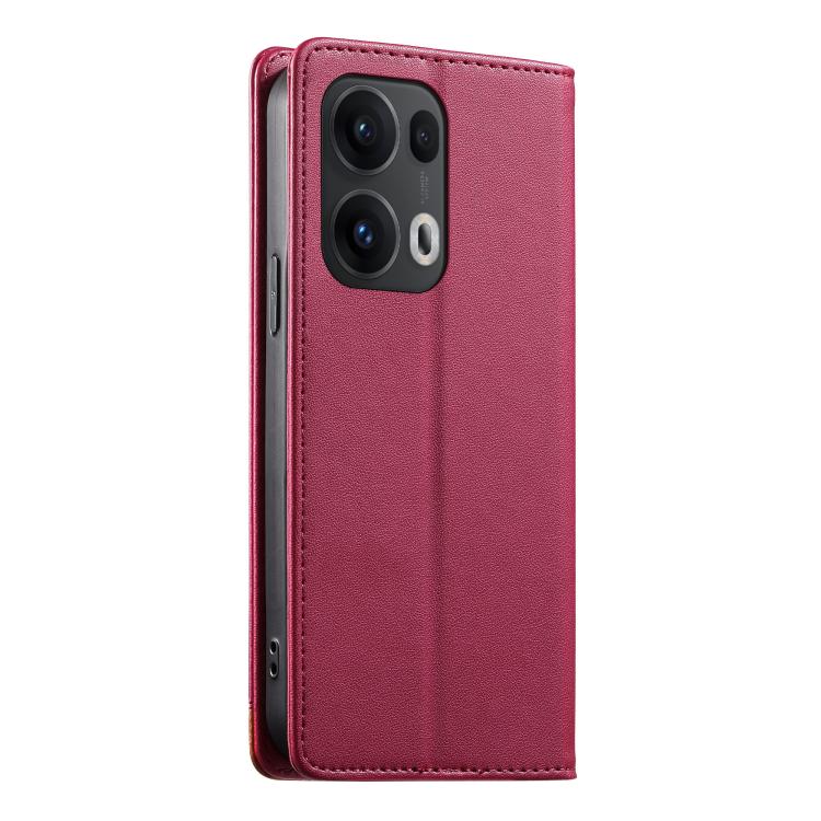 For OPPO Reno13 Pro Global Dierfeng Splicing Strong Magnetic RFID Vegan Leather Phone Case